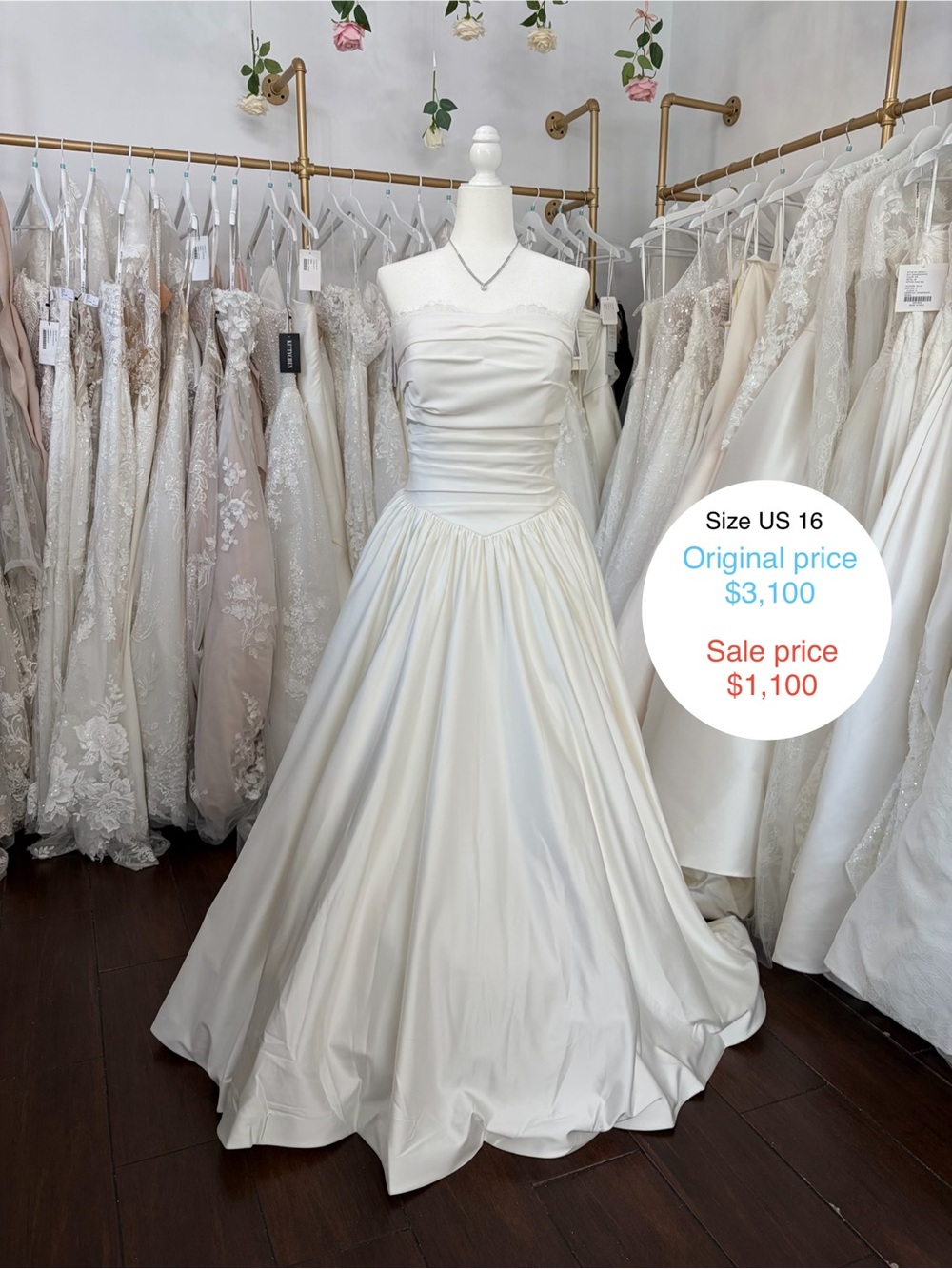 Veni Infantino Strapless Ivory Ball Gown Wedding Dress